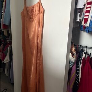 Elegant Orange Satin Gown